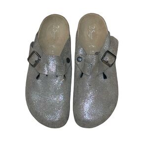 Birkenstock Silver Glitter Mules
